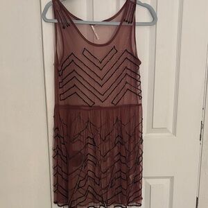 Free People Sheer Brown Midi Dress